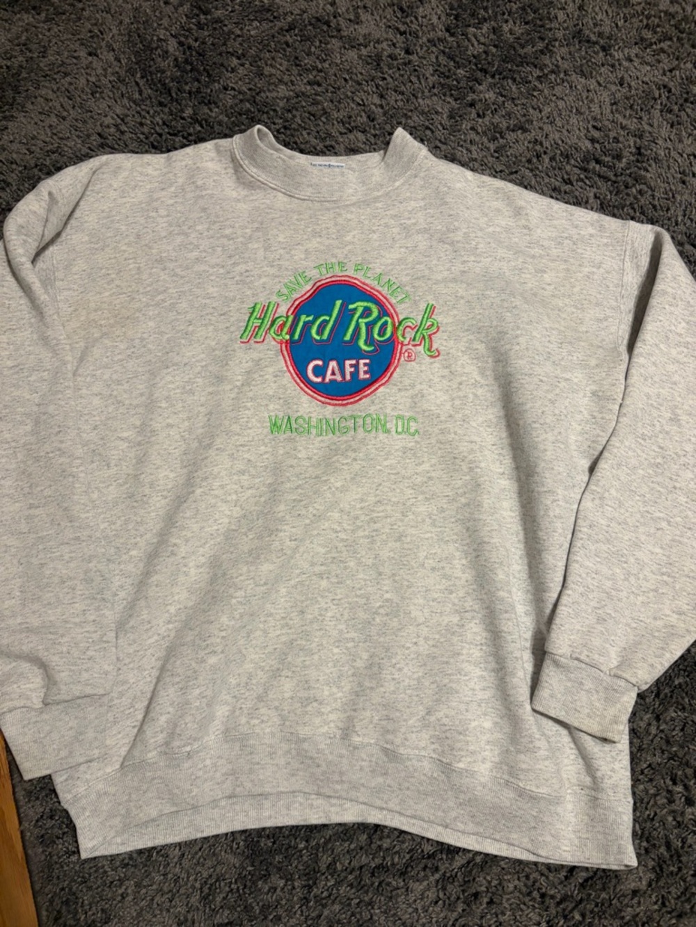 Hard Rock Cafe Gray Crewneck Sweatshirt with Blue & Green Logo